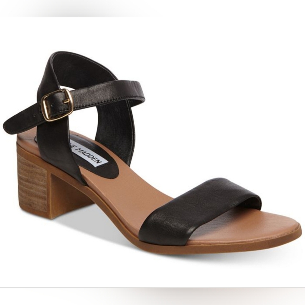 Steve Madden Black Leather Sandals